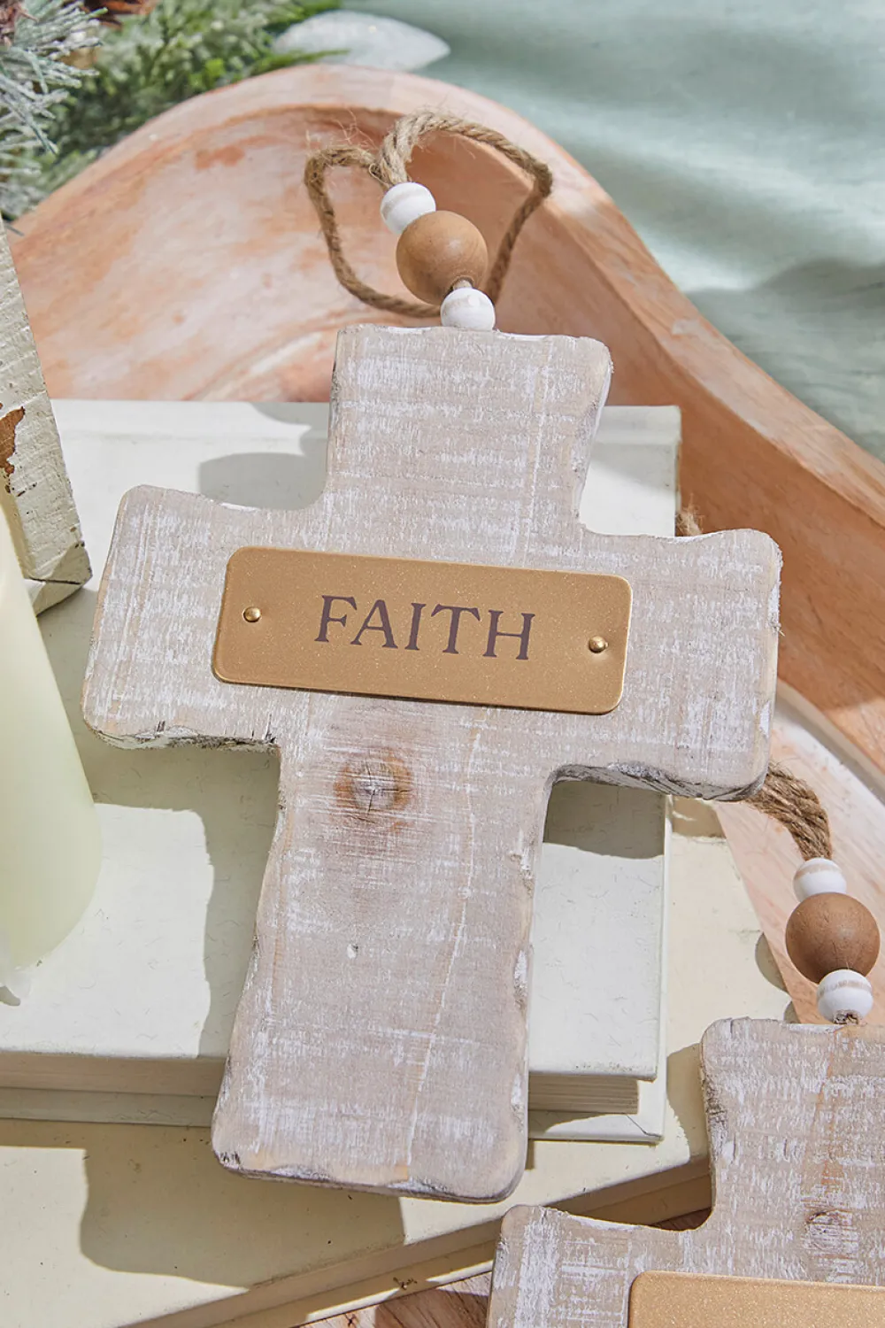 Decorator's Warehouse 6" Wooden Cross Ornament > Christmas Decor|Nativity Ornaments