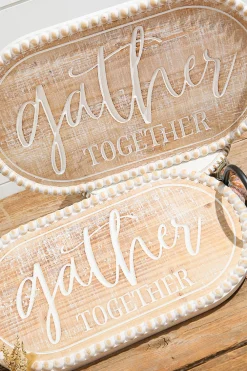 Decorator's Warehouse Wood Engraved & Metal Harvest Design Trays - Set of 2 > Fall Decor|Fall Decor