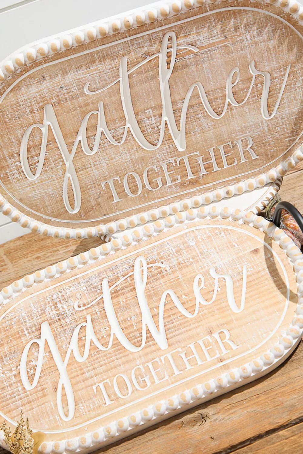 Decorator's Warehouse Wood Engraved & Metal Harvest Design Trays - Set of 2 > Fall Decor|Fall Decor