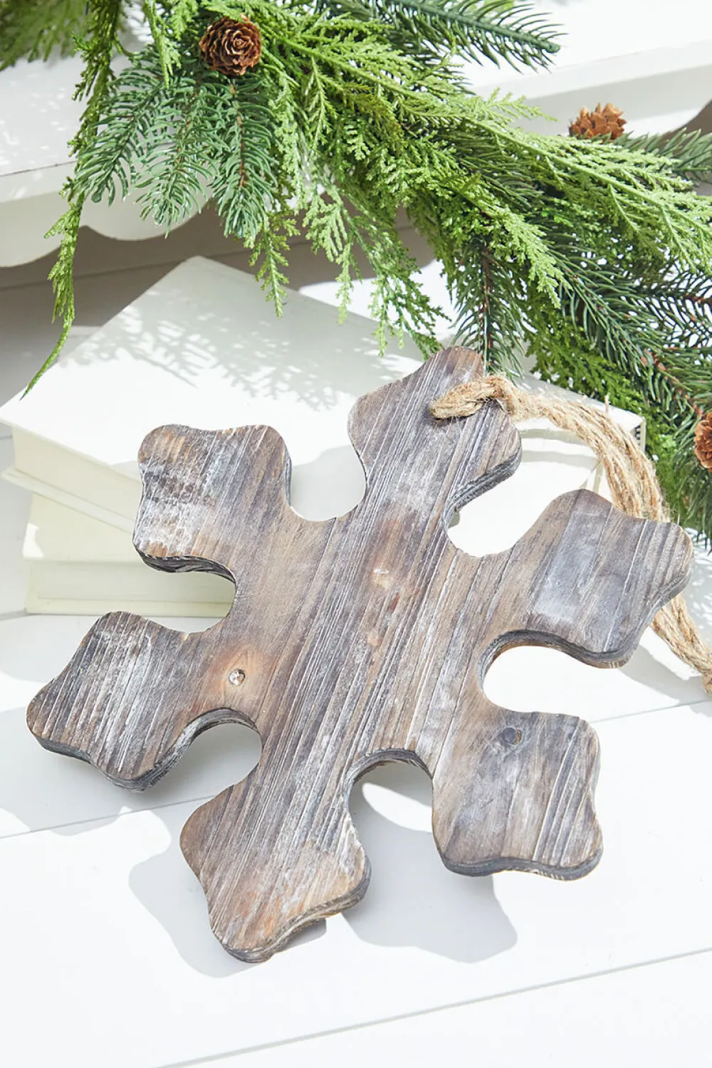 Decorator's Warehouse 9.8” Wooden Snowflake Ornament > Christmas Ornaments|Winter Woodland