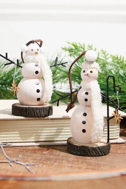 Decorator's Warehouse Wooden Snowman Ornament > Christmas Ornaments|Winter Woodland