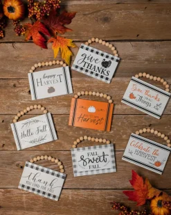 Decorator's Warehouse 6" Wood Harvest Sign with Beaded Hanger > Fall Decor|Fall Decor