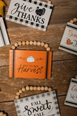 Decorator's Warehouse 6" Wood Harvest Sign with Beaded Hanger > Fall Decor|Fall Decor