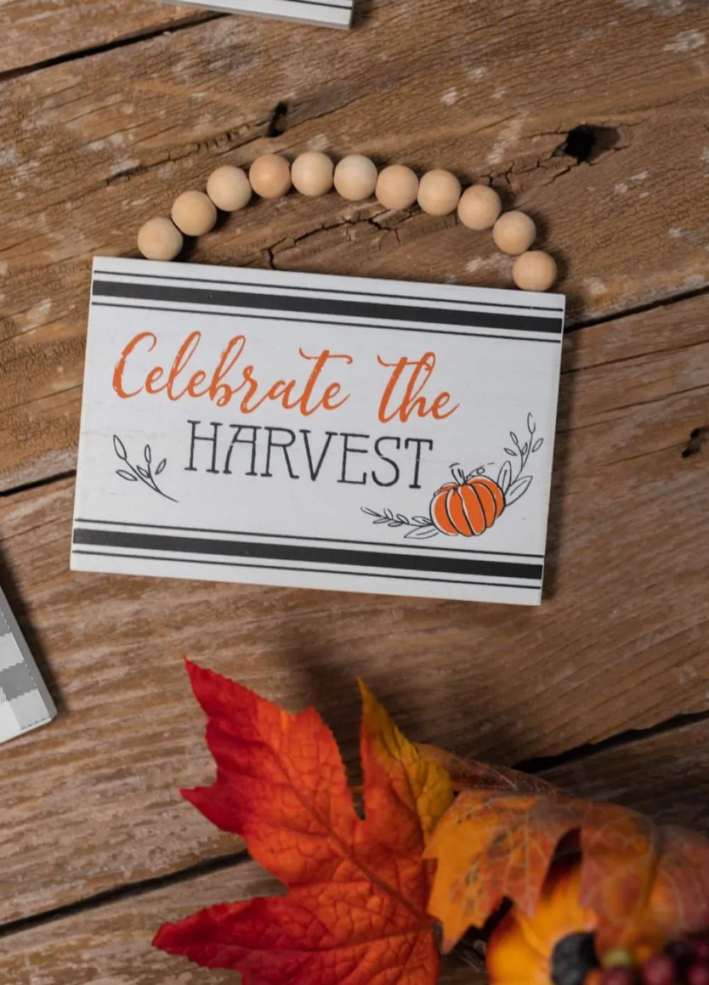 Decorator's Warehouse 6" Wood Harvest Sign with Beaded Hanger > Fall Decor|Fall Decor