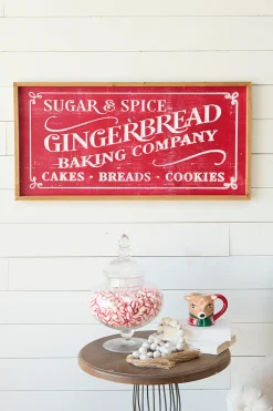 Decorator's Warehouse 31.8” Wood Holiday Engraved Wall Sign > Gingerbread|Christmas Decor