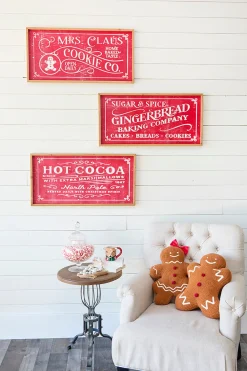 Decorator's Warehouse 31.8” Wood Holiday Engraved Wall Sign > Gingerbread|Christmas Decor