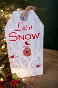 Decorator's Warehouse 15.75” Wood Holiday Hanging Sign > Cardinal|Christmas Decor