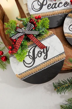 Decorator's Warehouse 8.5" Wood Holiday Ornament With Bow > Christmas Ornaments|Christmas Ornaments