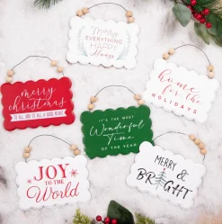 Decorator's Warehouse 6.6” Wood Holiday Sign Ornament > Christmas Ornaments|Christmas Accents