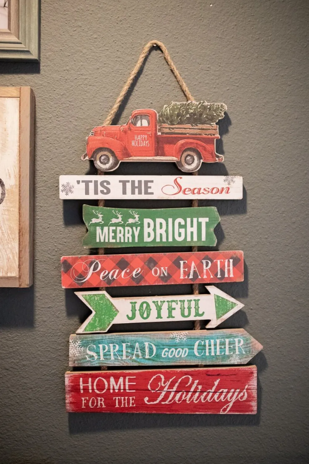 Decorator's Warehouse 22.4” Wood Holiday Sign w/ Vehicle > Christmas Decor