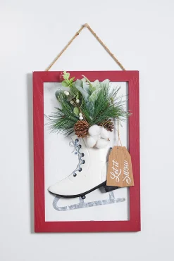 Decorator's Warehouse 18" Wood Holiday Skate Hanging Wall Art > Sale|Christmas Sale