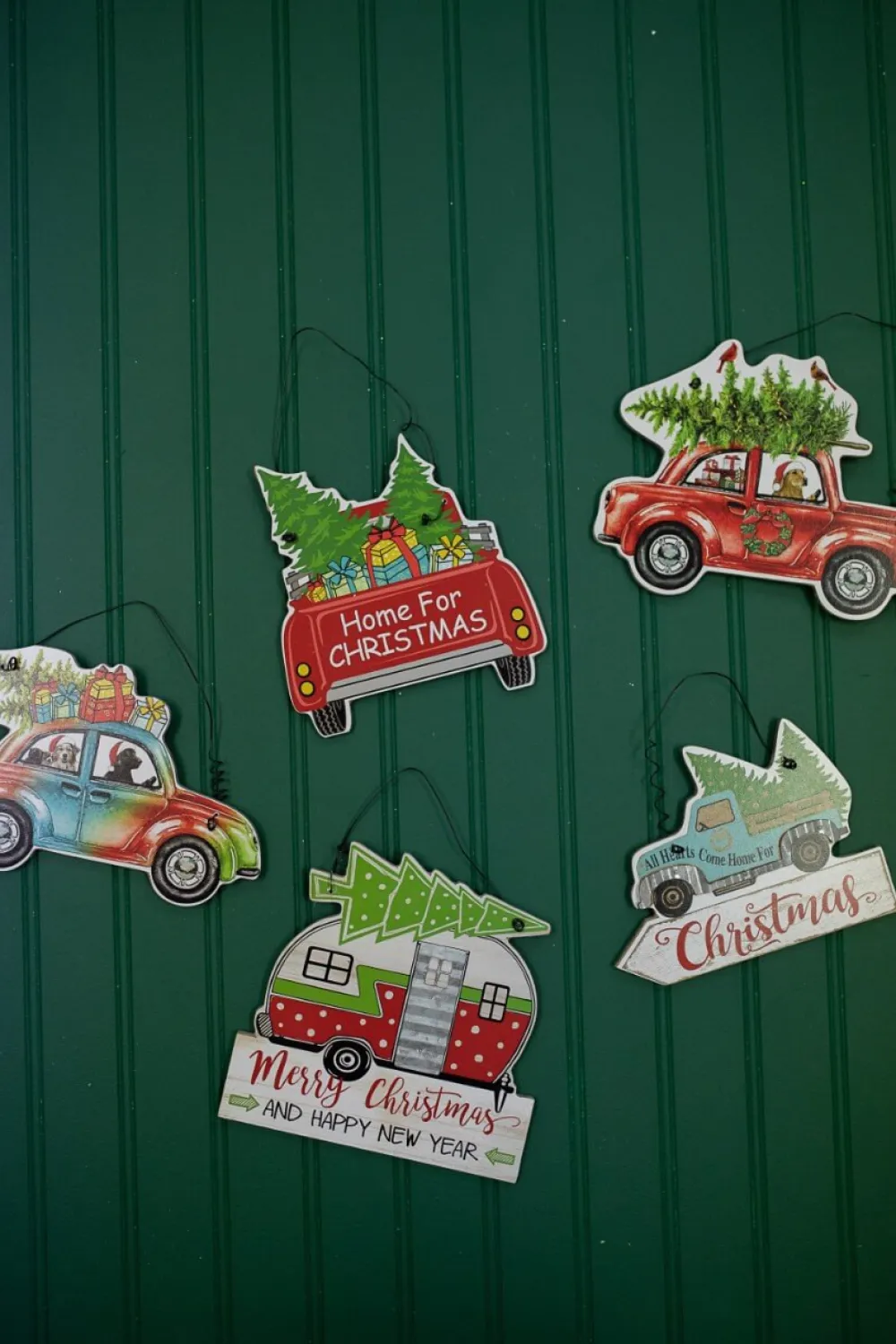 Decorator's Warehouse 7.8” Wood Holiday Vehicle Christmas Ornaments > Christmas Ornaments|Farmhouse