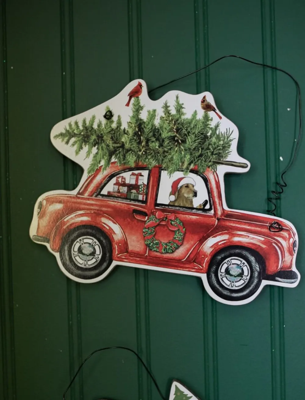 Decorator's Warehouse 7.8” Wood Holiday Vehicle Christmas Ornaments > Christmas Ornaments|Farmhouse