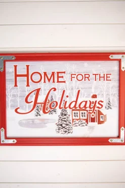 Decorator's Warehouse 25.9” Wood “Home For The Holidays” Wall Decor > Christmas Sale|Christmas Decor