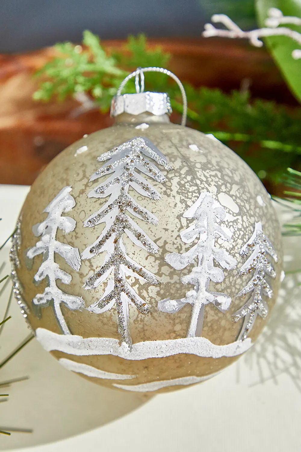 Decorator's Warehouse 4" Woodland Scene Glass Ornament > Christmas Decor|Christmas Ornaments