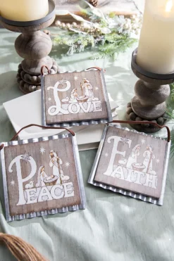 Decorator's Warehouse 5.5” Wood & Metal Holy Family Ornament > Christmas Decor|Nativity Ornaments