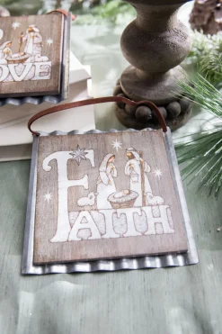 Decorator's Warehouse 5.5” Wood & Metal Holy Family Ornament > Christmas Decor|Nativity Ornaments