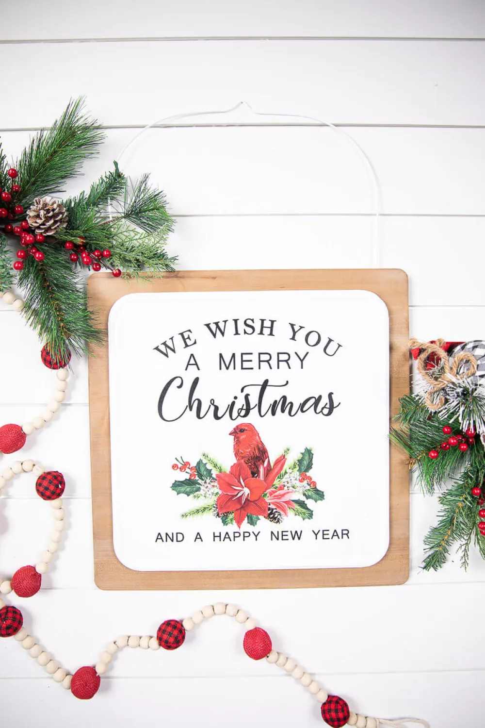 Decorator's Warehouse 16” Wood & Metal Wish You A Merry Christmas Wall Decor > Cardinal|Christmas Decor