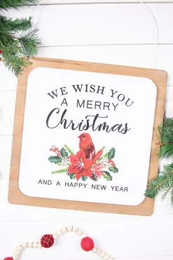 Decorator's Warehouse 16” Wood & Metal Wish You A Merry Christmas Wall Decor > Cardinal|Christmas Decor