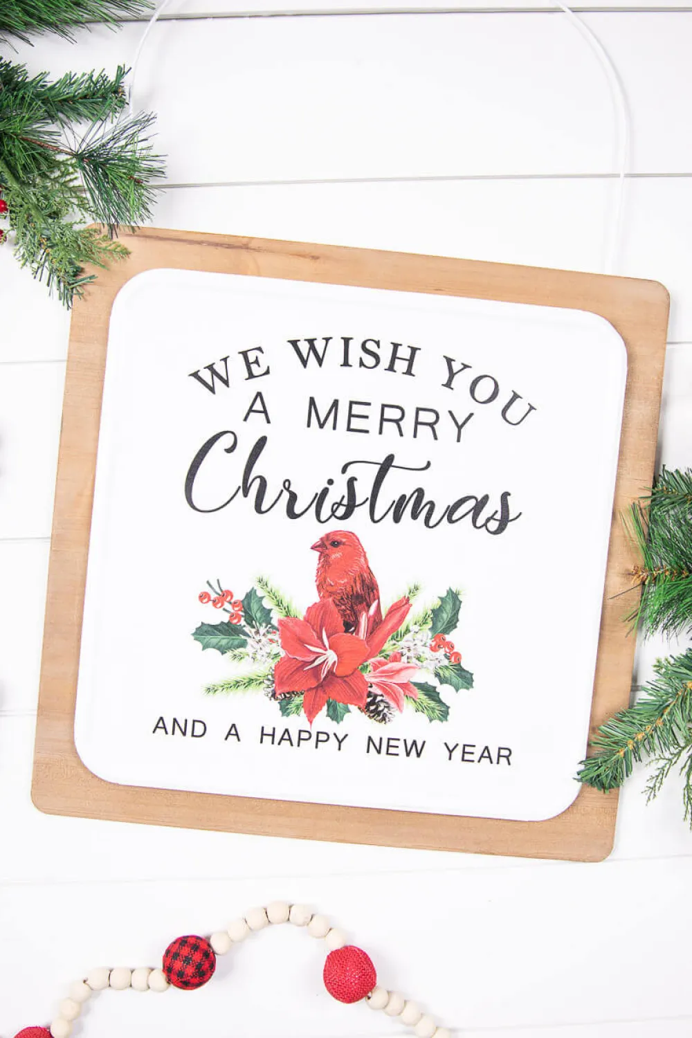 Decorator's Warehouse 16” Wood & Metal Wish You A Merry Christmas Wall Decor > Cardinal|Christmas Decor