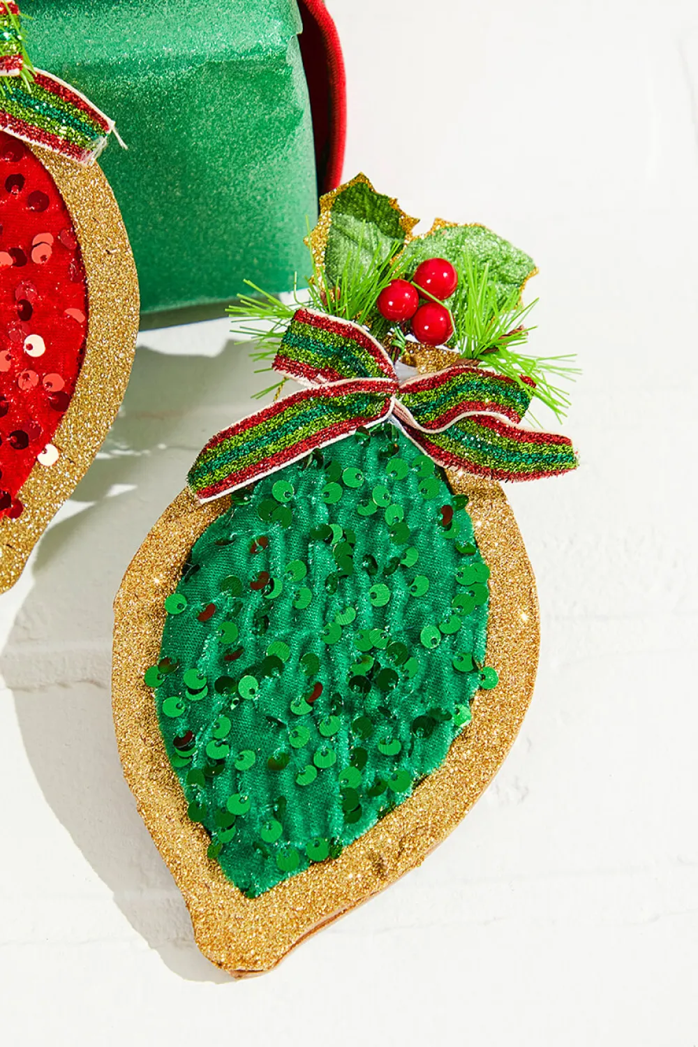 Decorator's Warehouse 8" Wood & Sequin Drop Ornament > Christmas Ornaments|Traditional