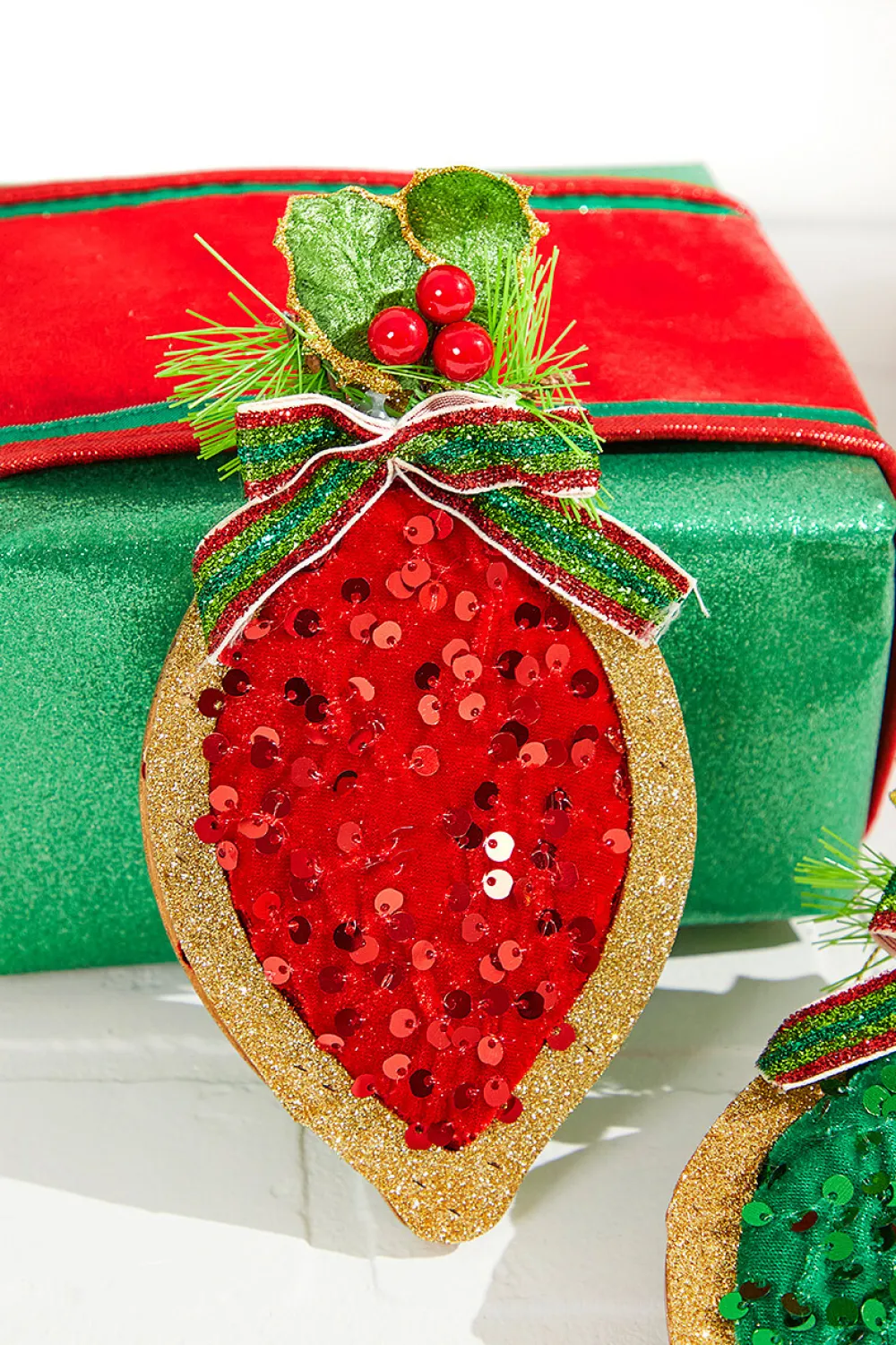 Decorator's Warehouse 8" Wood & Sequin Drop Ornament > Christmas Ornaments|Traditional