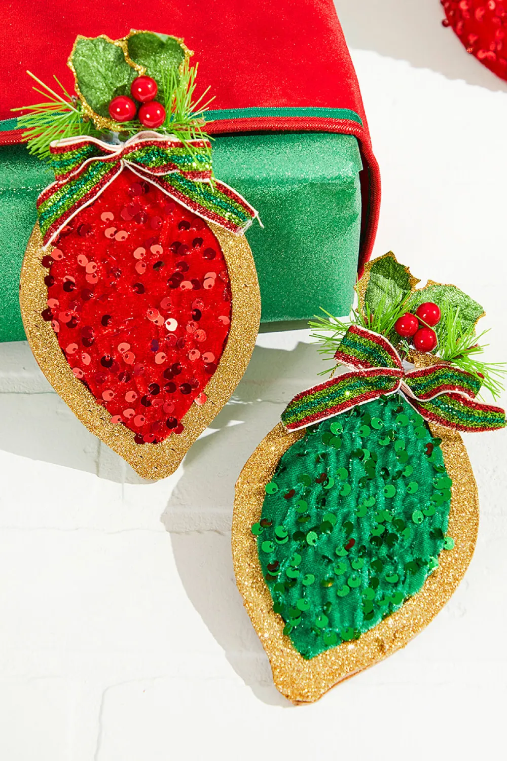 Decorator's Warehouse 8" Wood & Sequin Drop Ornament > Christmas Ornaments|Traditional