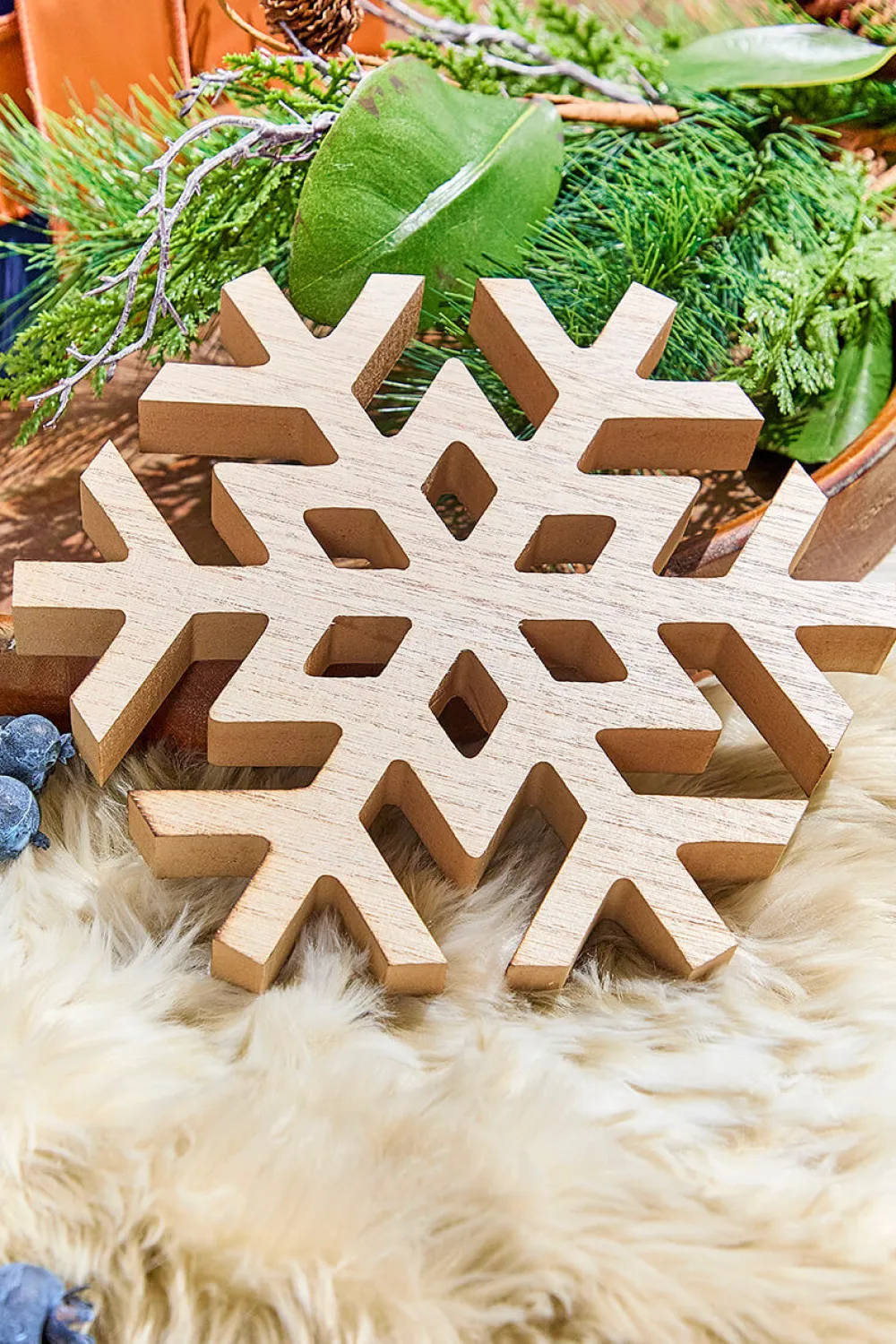 Decorator's Warehouse 9" Wood Snowflake > Christmas Ornaments|Winter Woodland
