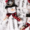 Decorator's Warehouse 11.8” Wood Snowman with Buffalo Check Plaid Scarf Ornament > Christmas Ornaments|Christmas Ornaments