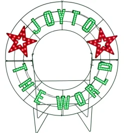Decorator's Warehouse 40" Wreath - Joy to the World with Stars with 223 Lights > Outdoor Lighting|Lit Signs