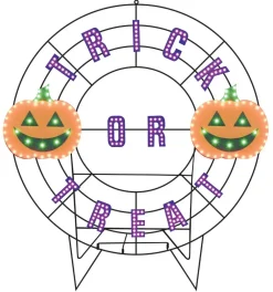Decorator's Warehouse 40" Wreath - Trick or Treat with Jack O'Lanterns with 239 Lights > Outdoor Lighting|Lit Signs
