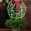 Decorator's Warehouse 23" Wreath With Swirl Lit Neon Sign Metal Yard Stake > Lit Signs|Christmas Decor