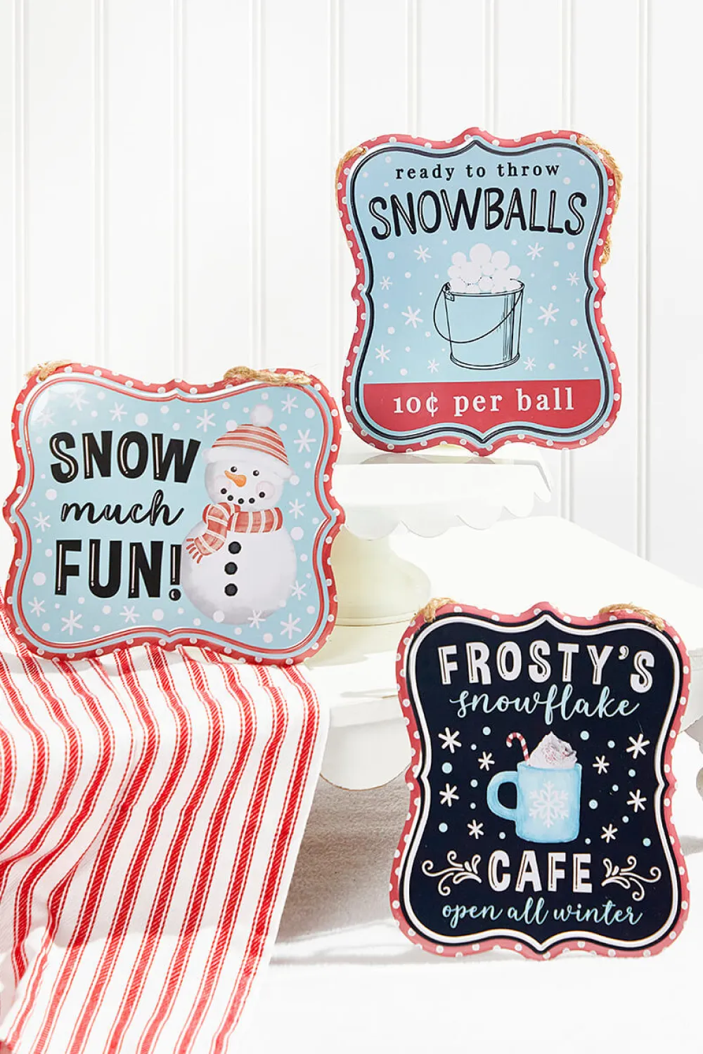 Decorator's Warehouse 7"x 6" Assorted Embossed Winter Sign > Christmas Decor|Christmas Ornaments