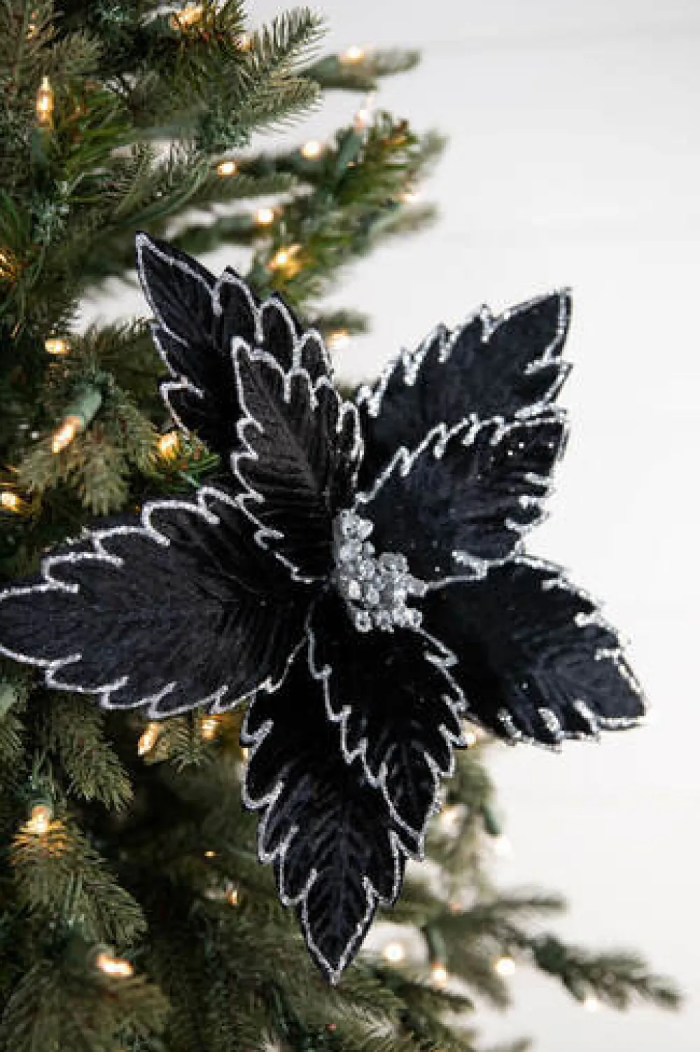 Decorator's Warehouse 22” x 13" Black Poinsettia Stem > Nutcracker|Christmas Flowers