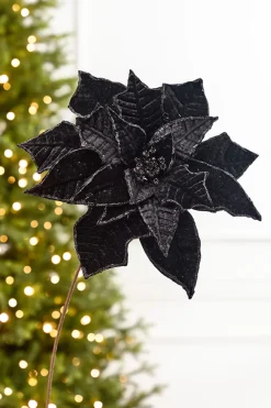 Decorator's Warehouse 19" x 14" Black Velvet Poinsettia Stem > Nutcracker|2026 New Additions