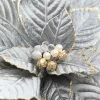 Decorator's Warehouse 19" x 15" Blue & Grey Velvet Jewel Poinsettia Stem > Gold & Champagne|Natural Elegance
