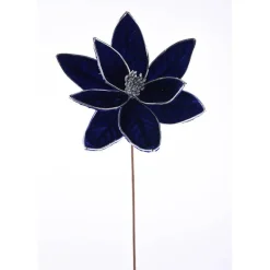 Decorator's Warehouse 22” x 11.5" Blue/Silver Velvet Poinsettia Stem > Nutcracker|Christmas Sale
