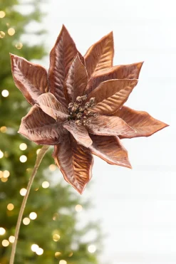 Decorator's Warehouse 22" x 9" Bronze Poinsettia Stem > Christmas Decor|2026 New Additions
