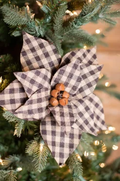Decorator's Warehouse 22” x 12” Buffalo Check Poinsettia Stem > Winter Woodland|Christmas Sale