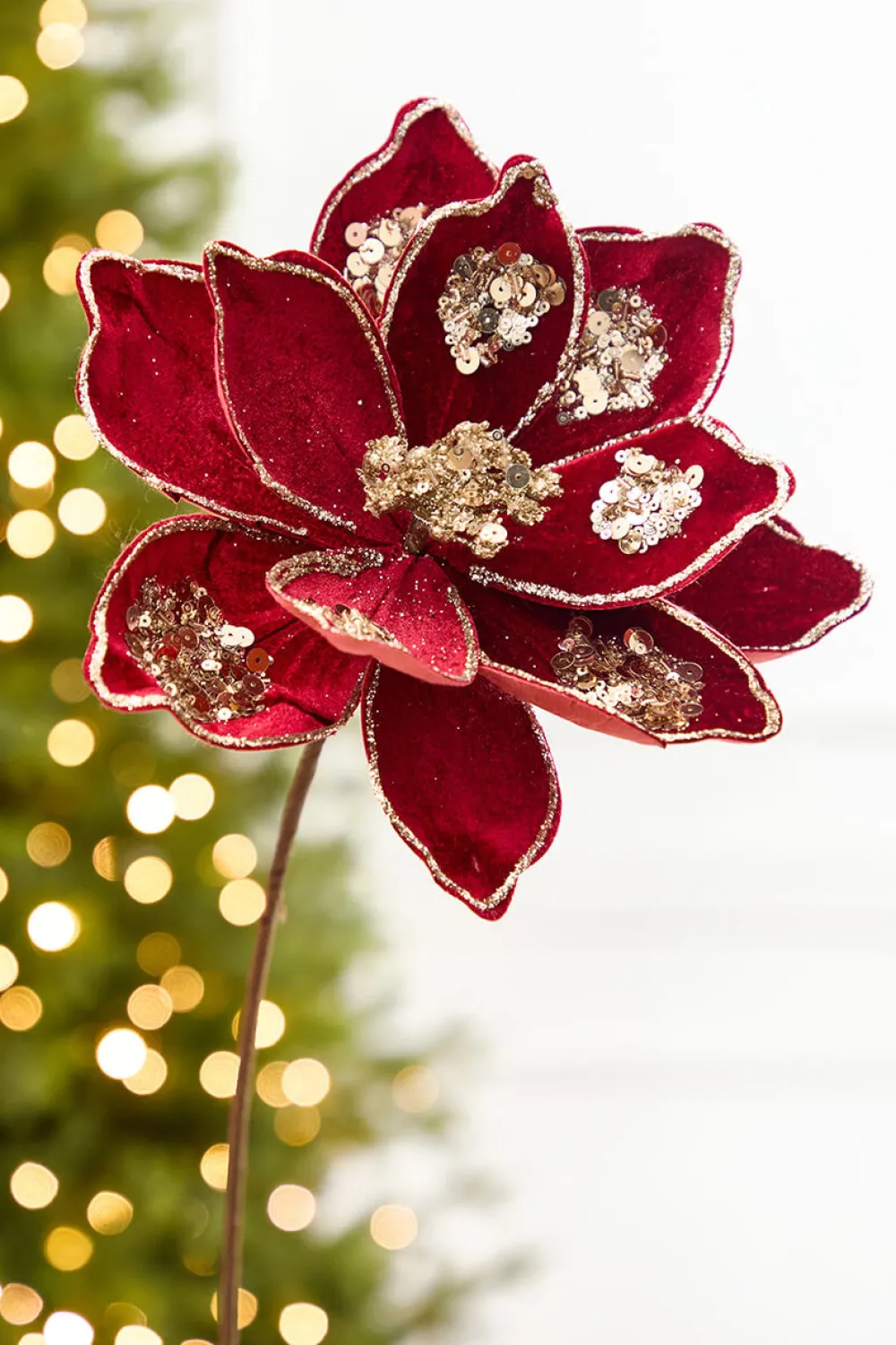 Decorator's Warehouse 19" x 10" Burgundy Magnolia Stem > Jewel Tones|2026 New Additions