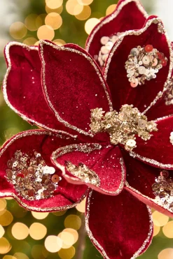 Decorator's Warehouse 19" x 10" Burgundy Magnolia Stem > Jewel Tones|2026 New Additions
