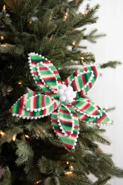 Decorator's Warehouse 22” x 11" Candy Stripe Poinsettia Stem > Christmas Decor|Christmas Flowers