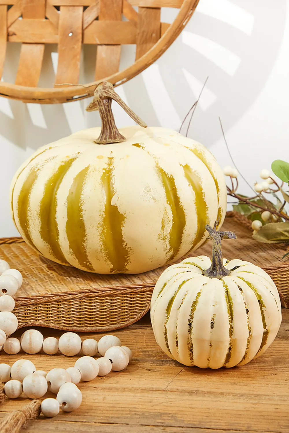 Decorator's Warehouse 9" x 5" Creme/Green Latex Harvest Pumpkin Vine > Fall Decor|Fall Decor