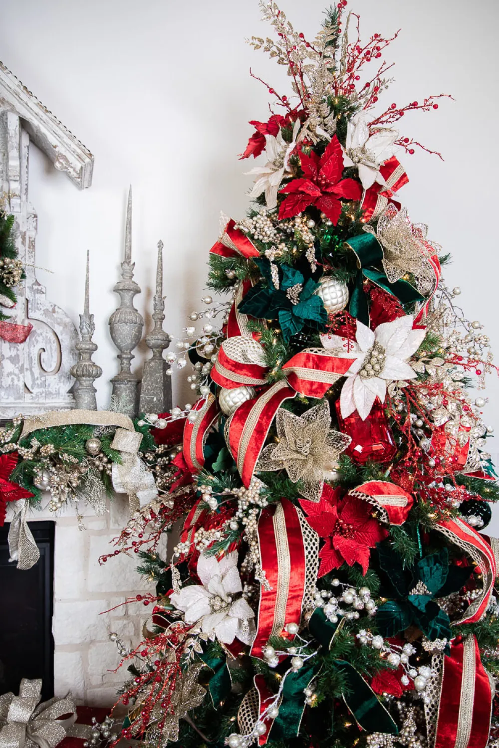 Decorator's Warehouse 22” x 13" Dark Green Poinsettia Stem > Nutcracker|Christmas Decor
