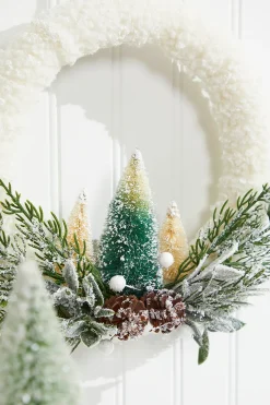 Decorator's Warehouse 14"x10" Frosted Christmas Tree Wreath > White Christmas|Christmas Decor
