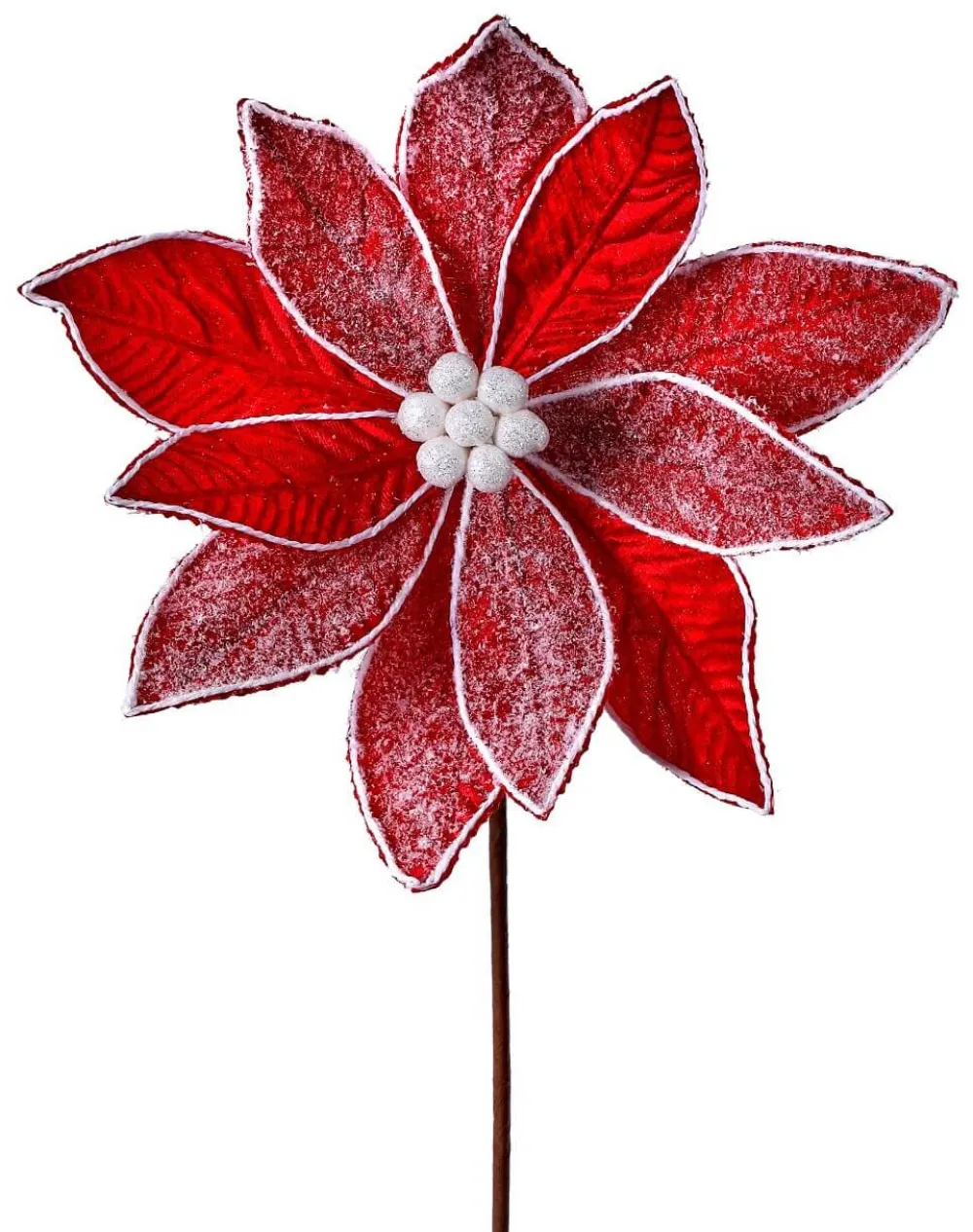 Decorator's Warehouse 28” x 12" Frost Velvet Poinsettia Stem > Cardinal|Christmas Decor