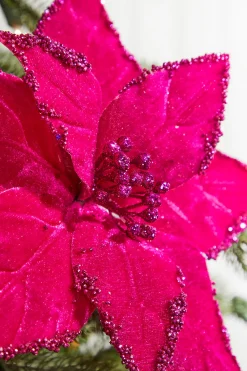 Decorator's Warehouse 19" x 12" Fuchsia Poinsettia Stem > Christmas Sale|Christmas Flowers