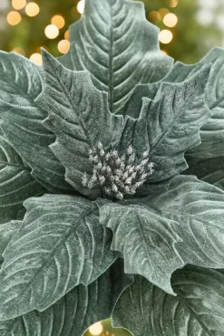 Decorator's Warehouse 20" x 17" Giant Dusty Blue Poinsettia Stem > Christmas Decor|2026 New Additions
