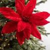 Decorator's Warehouse 22” x 17” Giant Velvet Poinsettia Stem - Deep Red > Nutcracker|Red & Silver