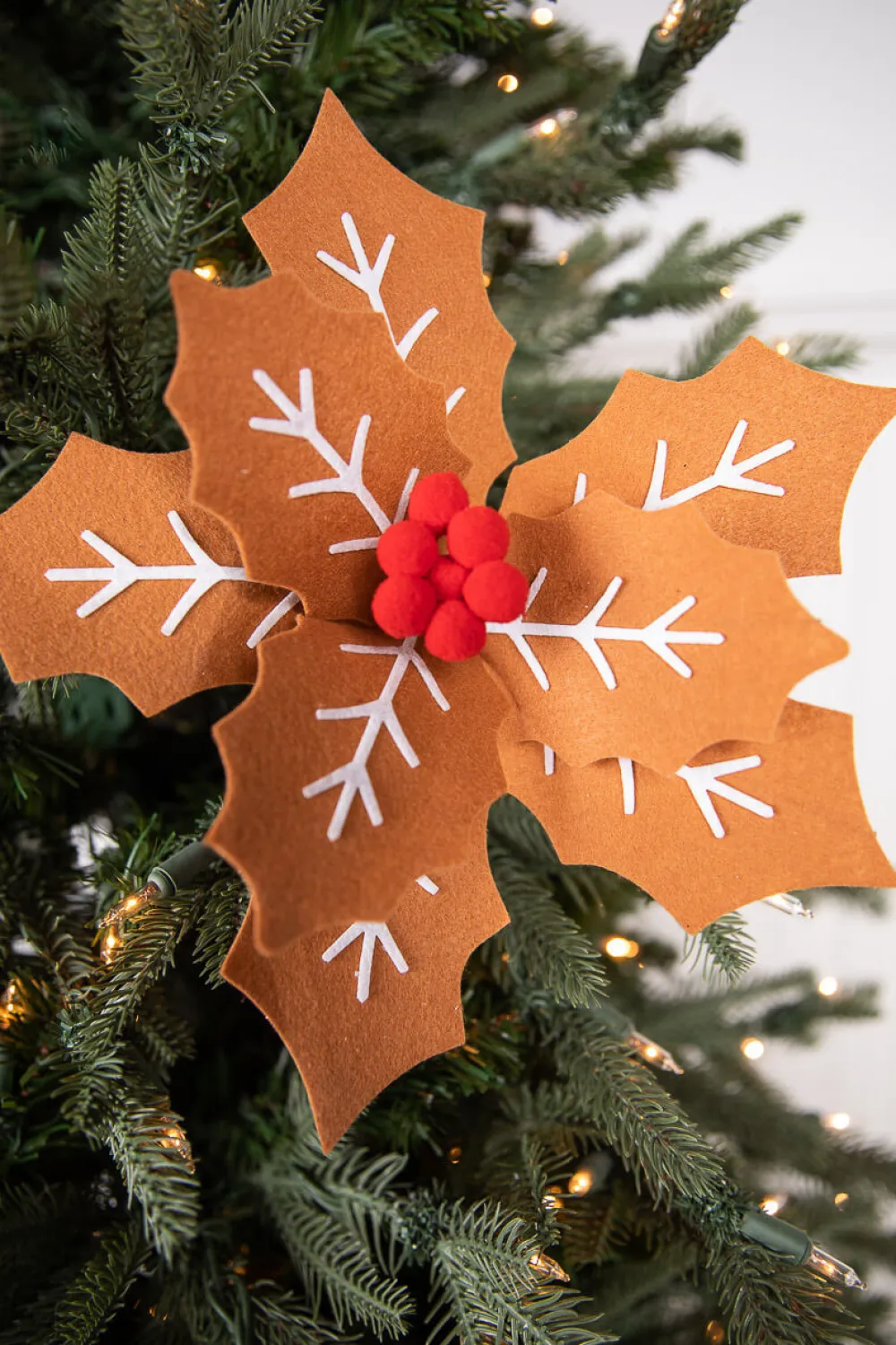 Decorator's Warehouse 22” x 12" Gingerbread Poinsettia Stem with Red Berries > Christmas Decor|Kristin'S Picks